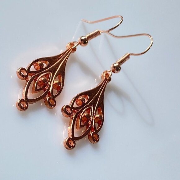 ❤️ Copper Leaf Drop Earrings - Picture 5 of 10